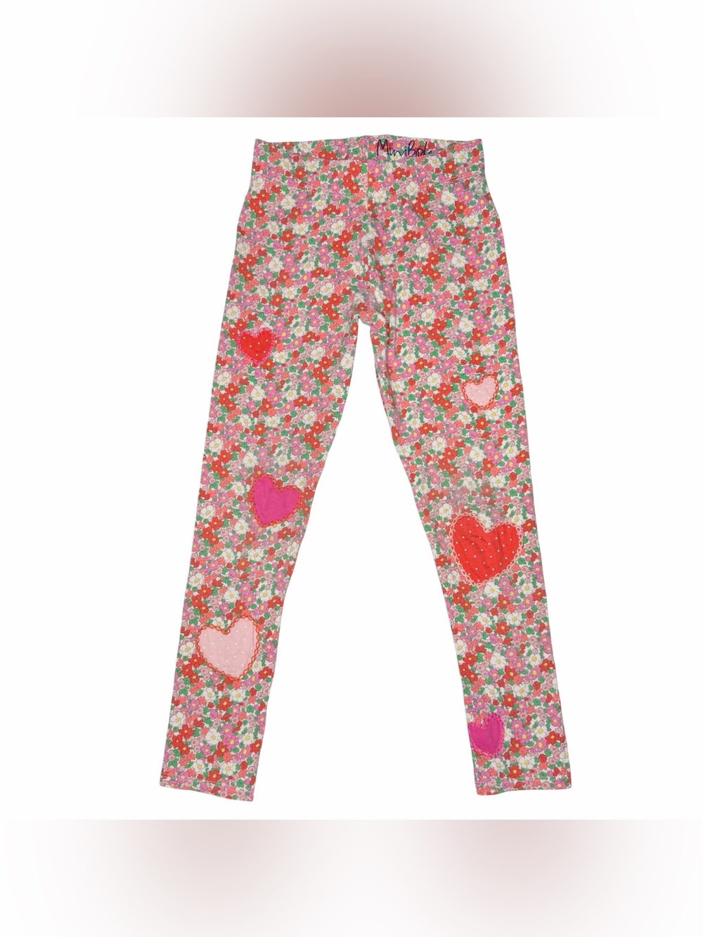 Mini Boden Heart Appliqué Floral Leggings